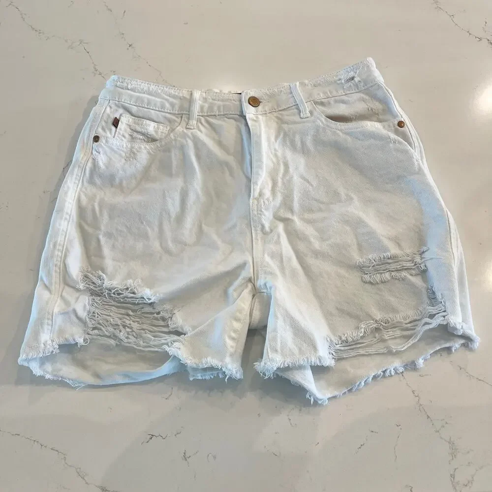 Judy Blue White‎ Distressed Jean Shorts Size XL